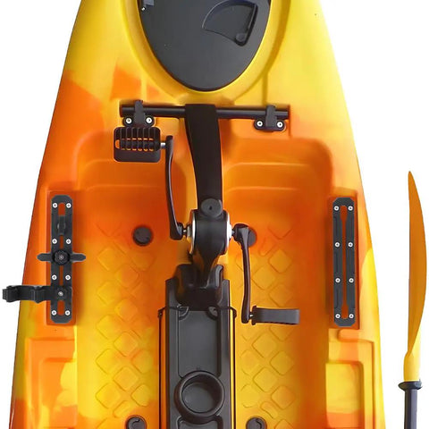 Low Profile Kayak Gear Track Set 10.4 Inch With Reinforced Marine Nylon And Free Screws For Simple Rod Holder Mounts, Durable T Track Rails For Fishing Gear And Accessories For All Kayak Setups on orange kayak deck