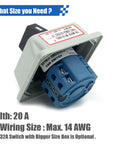 Front view of 20A Rotary Changeover Switch With Exterior Box On Off On 660V Latching Universal Selector, IP65, industrial use