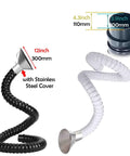 Flexible Solder Fume Extractor Arm With Adjustable Hood And Valve For Electronics And Woodworking, black and white coils.