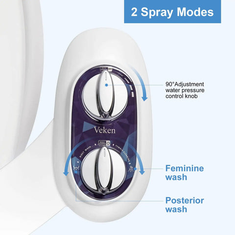 Dual Nozzle Non Electric Bidet With Self Cleaning Feature control panel showing water pressure and spray mode options