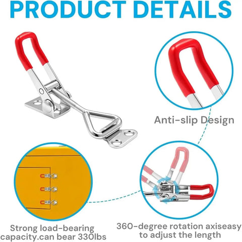 Image of Six Pack Toggle Latch Clamp Set With Adjustable Quick Release Pull Handles For Fast, Secure Grips And Pro Grade Clamp Pressure