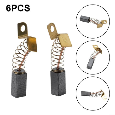 Hella Durable 6 Pack Carbon Motor Brushes For Porter Cable 7800 Drywall Sander Screwdriver N119739 with copper coils and black bases.