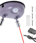 Park Smooth In Any Spot With Dual Motion Activated Laser Guides Adjustable 360 Degree Universal Car Parking Sensor And Stop Indicator With AC Adapter For Zero Curb Rash Daily, showing ceiling mount, laser guides, and power adapter.