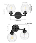 Industrial Vanity Light Fixture With Two Light Vintage Matte Black Bathroom Lighting and measurements shown