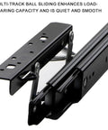 Kick Clutter To The Curb With Adjustable Countertop Extension Slide Rail System Hidden Lift Platform Push Pull Table Add On Heavy Duty Drawer Organizer Setup showing black multi-track slide rail.