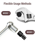 Image showing flexible usage methods with a wrench and a ratchet, featuring the Beast 10 Piece Screw Extractor Kit For Stripped Bolts And Nuts.