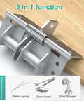 Two-Pack 4-Inch Automatic Self-Closing Door Hinges, Heavy-Duty Spring Hinges for Wood Doors, silver finish, 3-in-1 function