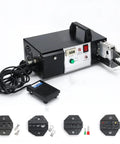 TopTier Automatic Electric Wire Terminal Crimper Featuring Integrated Stripping Mode, 90W unit with foot pedal and various terminal dies.