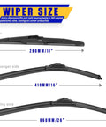 Set Of 3 Windshield Wiper Blades OEM Replacement For SUV Front Windshield 26 Inch 16 Inch 11 Inch With U J Hook size chart