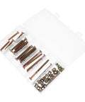 49Pc M6 Hex Socket Head Cap Screws And Barrel Nut Set, 40-80mm Lengths, in open organizer box showing metal fasteners