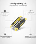 Compact 6-Piece Chrome Vanadium Hex Key Set For Furniture Assembly Bike Repair And Diy Projects Heavy Duty Folding Allen Wrench Kit folded, 8.7 x 3.1 x 1.6 inches