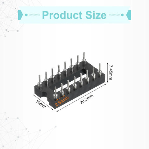 30 Piece DIP IC Socket Adapter Kit For Breadboard And PCB Projects 16 Pin Round Sockets 7.62mm Row Pitch 2.54mm 0.1 Inch Pitch
