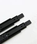 Close-up of black 40 Wide Three Section Drawer Slide With Silent Ball Bearing Action Slick Glide Rails For Office Furniture 14 Inch