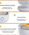 Cordless Electric Produce Washer And Veggie Scrubber Driven By Smart Electrolytic Tech And Heavy Duty Titanium Rods For A Legit Deep Clean On Fresh Fruit Rice And Cookware Daily showing wireless charging, one-click start, and food-grade material.