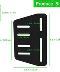 Built Tough Heavy Duty Bed Frame Adapter Connector Plates For Secure Headboard Mounting, Solid Steel Bed Modification Hardware With Rust Resistant Black Coating, detailed size chart with measurements.