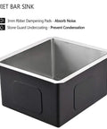 Stainless Steel Undermount Bar Sink 15x17 Inch Small Wet Bar, 16 Gauge SUS304 Brushed Nickel Finish, Single Bowl Outdoor Kitchen