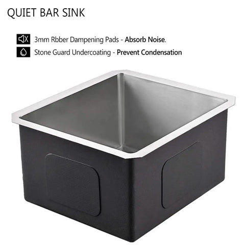 Stainless Steel Undermount Bar Sink 15x17 Inch Small Wet Bar, 16 Gauge SUS304 Brushed Nickel Finish, Single Bowl Outdoor Kitchen