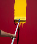 10 Piece Premium Sponge Texture Paint Rollers For Walls And Drywall Easy Replacement Sleeves Fit Standard Frames in action on red wall.