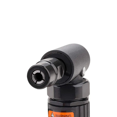 Close-up of angled head in Two Piece Air Die Grinder Set With Straight And Angled Grinders, 1/4 And 1/8 Inch Collets, Pneumatic Tools, 25K RPM