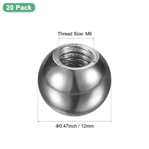 20 Pack Threaded Ball Nut Knobs M6x12mm Carbon Steel Female Thread Ball Nut Cap Chrome Tone for lighting fixtures