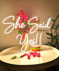 She Said Yes Neon Sign Large 23x16 Inch Warm White LED Flex Neon Light For Wedding Proposal Party Engagement Decor