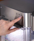 GE Profile Opal 2.0 stainless nugget ice maker; front control panel with Power button.