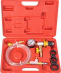 Coolant Vacuum Refill Kit For Radiator With Vacuum Gauge Tool And 32mm 35mm 40mm 45mm Adapters in red case