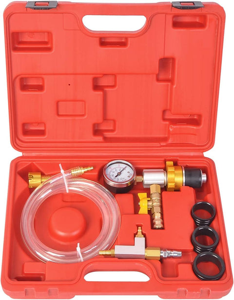 Coolant Vacuum Refill Kit For Radiator With Vacuum Gauge Tool And 32mm 35mm 40mm 45mm Adapters in red case