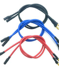 Six Pack 3.5mm Banana Gold Bullet Connector Extension Cables For RCs, Brushless Motors And ESCs, three colored 30cm cables