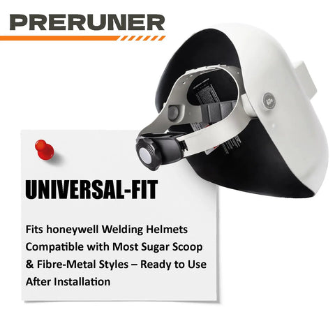 Headgear Replacement For Welding Helmets With 100 Percent Aluminum Fasteners Adjustable Ratcheting Dial Cushioned Pad And Easy Install Fits Fiber Metal Sugar Scoop And Pipeliner Hoods For Pro Welders Comfort And Durable Protection.