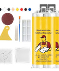 All Purpose Tile And Stone Crack Repair Kit For Ceramic Porcelain Marble And Granite Chips Holes Repair Paste DIY Kit Includes Pro Grade Adhesive With tools and accessories visible