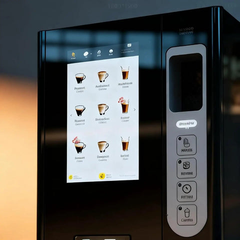 Bean To Cup Vending Machine With Touchscreen Fully Automatic Freshly Ground Coffee 24 Seven Self Serve For Office Mall Or Hospital Cashless Payment
