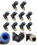 1/8 Inch L Fitting Connector Tube For 8mm OD Tire Changer Machines Pro Grade High Pressure Quick Connect Heavy Duty Steel Easy Install 10 Pack
