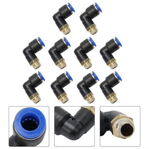 1/8 Inch L Fitting Connector Tube For 8mm OD Tire Changer Machines Pro Grade High Pressure Quick Connect Heavy Duty Steel Easy Install 10 Pack