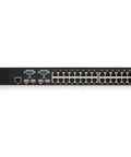 Back view of Top Tier 32 Port KVM Switch with power, USB, and PS2 ports for server control and video routing.
