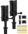 304 Stainless Steel Slide Bolt Gate Latch, 6.3 Inch Sliding Barrel Bolt Door Lock, Heavy Duty Ground Latches Hardware for Wooden Shed Barn Doors, Gate, Outdoor Fence and Yard, Black Finish, Pack of 2 shown with screws and mounting hardware.