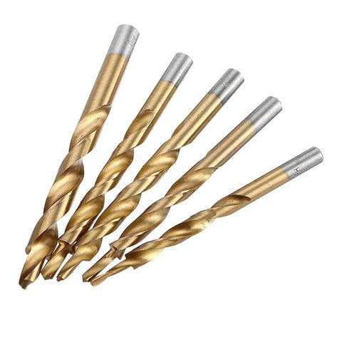 Titanium Coated Twist Step Drill Bit Set For Pocket Hole Jig Main System 8 To 12mm Multi Size Woodworking Tools For Aluminum Plastic Copper Cast Iron And Hardwood Projects For Pros, five drill bits