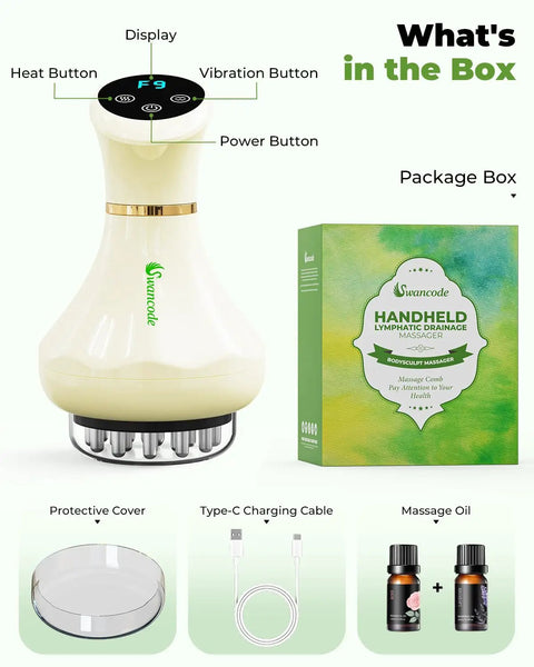 Chill Out Lymphatic Drainage Massager And Handheld Body Sculpting Machine package with accessories visible