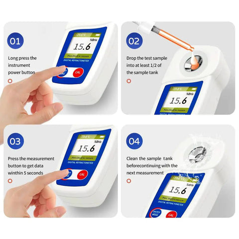 Digital Brix Refractometer For Sugar Content With Zero To Fifty Five Percent Range And Plus Or Minus Zero Point One Percent Accuracy, auto temp