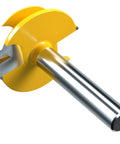 Premium Built Tough 45 Degree Lock Miter Router Bit Set With Half Inch Shank And Three Cutting Heights for precise wood joinery.