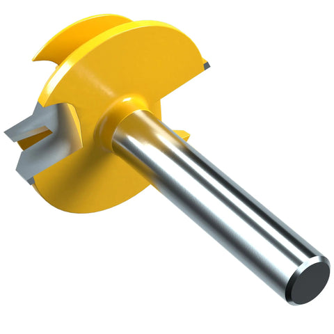 Premium Built Tough 45 Degree Lock Miter Router Bit Set With Half Inch Shank And Three Cutting Heights for precise wood joinery.