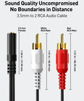 3.5mm To RCA Splitter Cable Y Adapter, Gold Plated Stereo Audio Cable For Tablets, Phones, DACs, Turntables To Home Speakers Or Soundbars, 2 Pack, Crystal Clear Sound, Durable And Universal Fit, 8 in cable with 3.5mm female and red/white RCA plugs