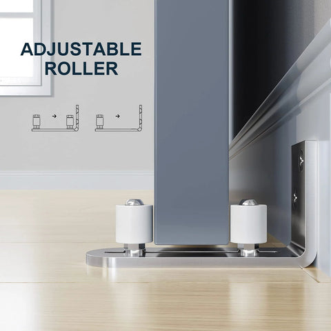 Bottom Floor Guide For Sliding Barn Door With Ball Bearing Adjustable Stay Roller, Wall Mount System, flush flat bottom design