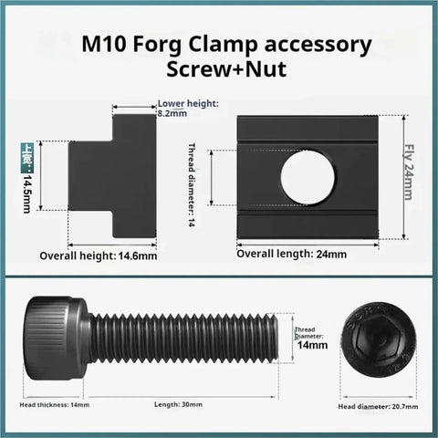 M10 Forg Clamp accessory with screw and nut for Side Fixture Clamp For Fixed Precision Fixtures And OK Vise Frog Clamps M10 Accessory