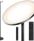 Bright LED Floor Lamp 30W 3000LM Torchiere Standing Lamp with dimmable brightness and remote, black color, close-up view