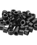M8 ABS Spacer Washers 8.2mm ID and 14mm OD and 10mm Thick Black Round Standoff Spacers Unthreaded For M8 Or Five Sixteenths Inch Screws Bolts Electrical Outlet 50 Pack, black ABS spacers piled together