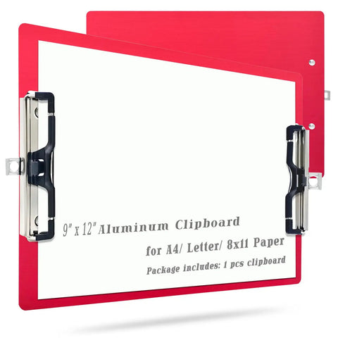 Workhorse Aluminum Clipboard For A4, Hangable Pen Holder, Dual Clip Board With Smooth Writing Surface, Brushed Metal Construction