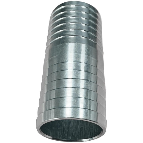 2-inch stainless steel straight hose barb fitting, side view, 304 SS