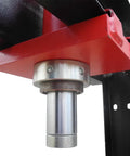 Built Tough 20 Ton Air Powered Hydraulic Shop Press With Adjustable Height Base And Dual Direction Ram Cylinder showing dual shift ram detail.