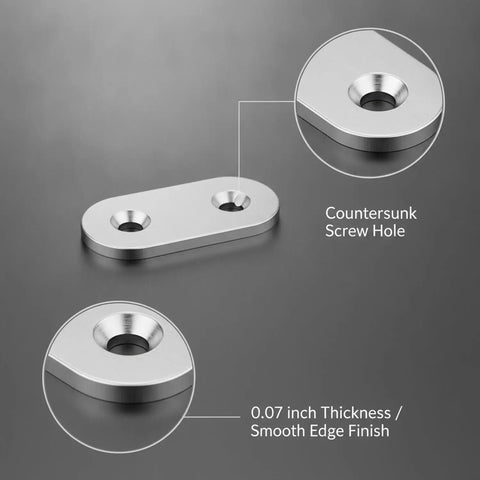 Sturdy L Bracket Corner Brace for Furniture Reinforcement, Heavy Duty Metal Support Plate, countersunk screw holes, silver finish